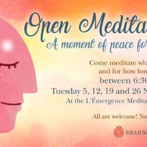 Looking to meditate and recharge? Join us on Tuesday evenings! Drop in whenever you like, stay as long as you need, and find your peace.