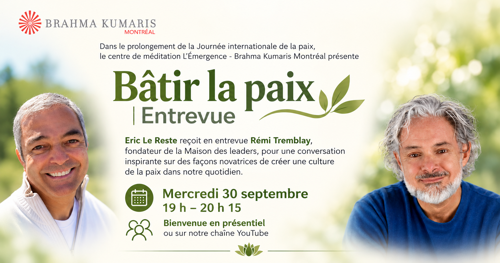 Bâtir la paix Soirée hommage à Brahma Baba, fondateur des Brahma Kumaris